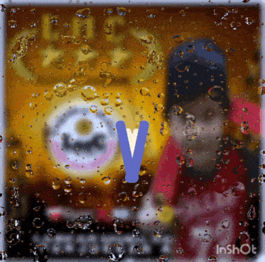 a picture of a person behind a window with the letter v
