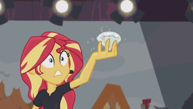 sunset shimmer from my little pony equestria girls holding a diamond