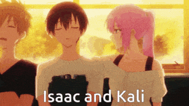 a group of anime characters including isaac and kali are standing together