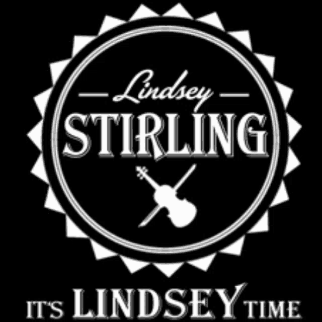 a logo for lindsey stirling with a violin and crossed bows