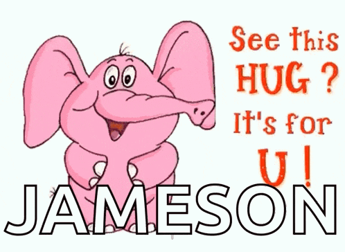 a cartoon elephant says " see this hug ? it 's for u ! "
