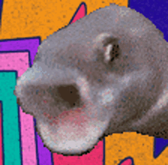 a cartoon drawing of a hippopotamus 's nose with a colorful background