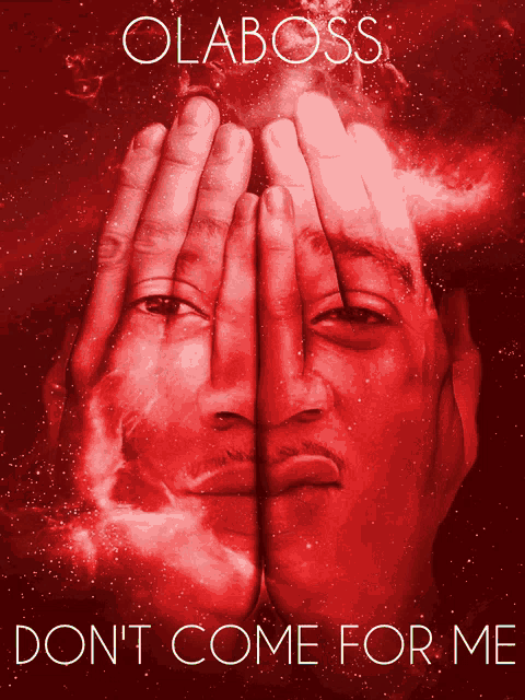 a red poster with a man 's face and the words " olaboss " on it