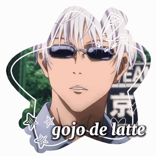 a picture of a man with sunglasses and the words gojo-de latte below him