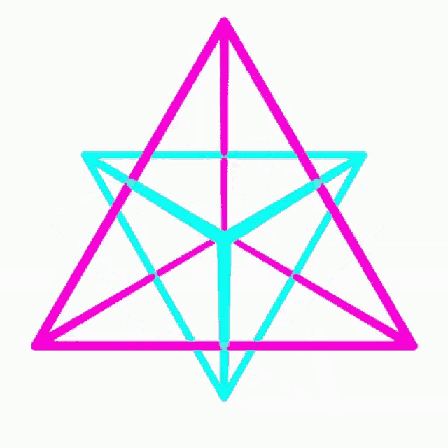 a drawing of a diamond with a blue and pink border