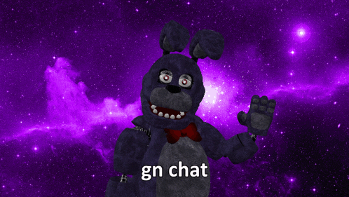 bonnie from five nights at freddy 's is waving in front of a purple background
