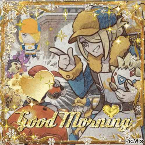 a picture of a girl with the words good morning