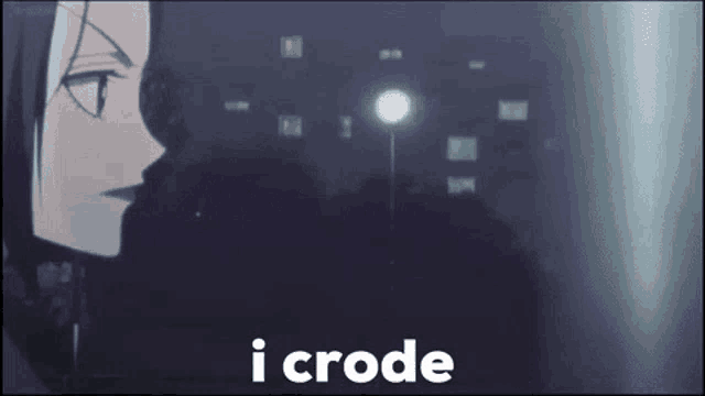 a cartoon character is standing in front of a street light with the words `` i crode '' written on the bottom .