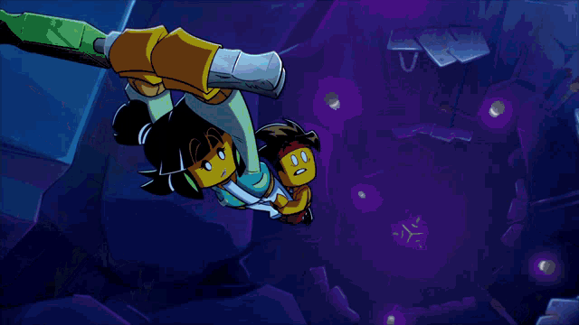 a cartoon character is standing in a circle with a purple background