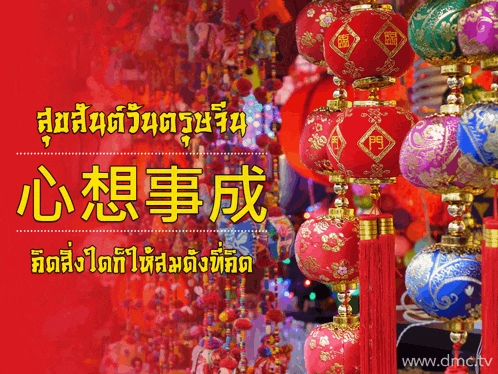 chinese lanterns are displayed on a red background with the website www.dmc.tv at the bottom