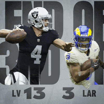a poster for the raiders and rams shows two football players