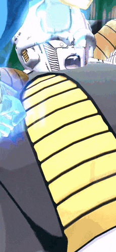 a close up of a cartoon character 's arm with a blue background