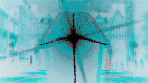 a painting of a helicopter flying over a city