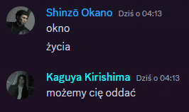 a screenshot of a conversation between shinzo okano and kaguya kirishima