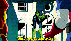 a cartoon character says bla bla bla prophecy bla while holding a gun