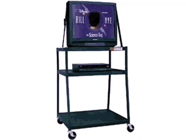 a tv with bill nye on the screen
