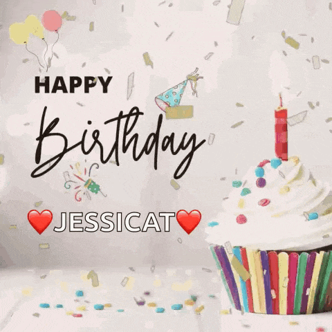 a birthday card for jessicat with a cupcake and candle