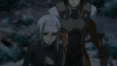 a man and a woman are standing next to each other and the man says " please shoot me "