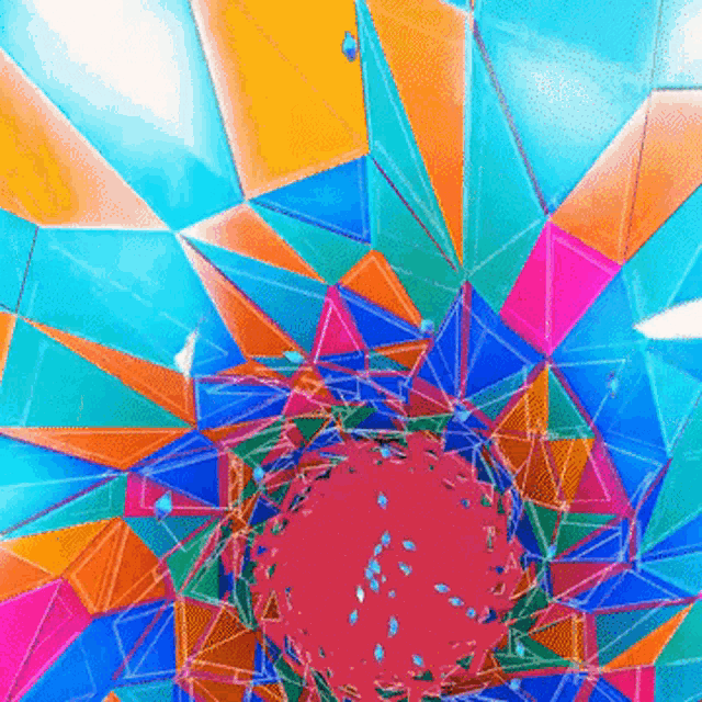 a colorful circular pattern with a red center
