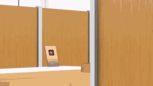 a 3d anime girl with bunny ears and braided hair looks out a doorway