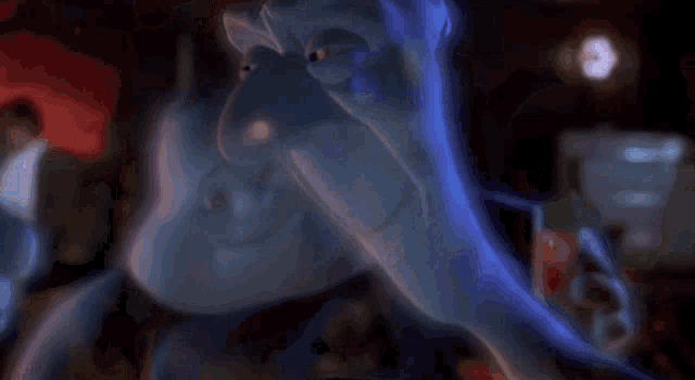 a close up of a cartoon character 's face