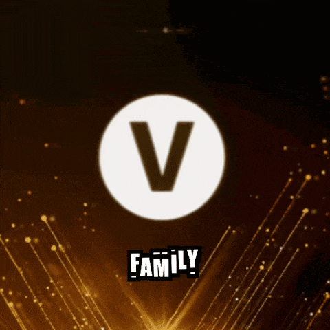 a white circle with the letter v inside of it