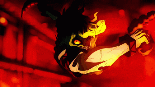 a drawing of a monster with red eyes