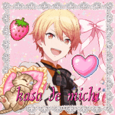 a pixel art of a boy with the name kasa de michi on it