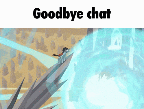 a picture of a unicorn with the words goodbye chat
