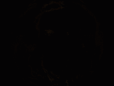 a man wearing glasses and a hat looks through a door peephole