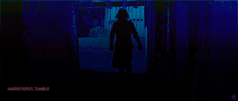 a silhouette of a person walking down a dark hallway with the words marie severus tumblr in the lower right corner