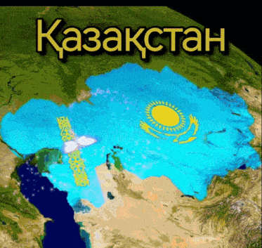 a map of kazakstan shows a large body of water in the middle