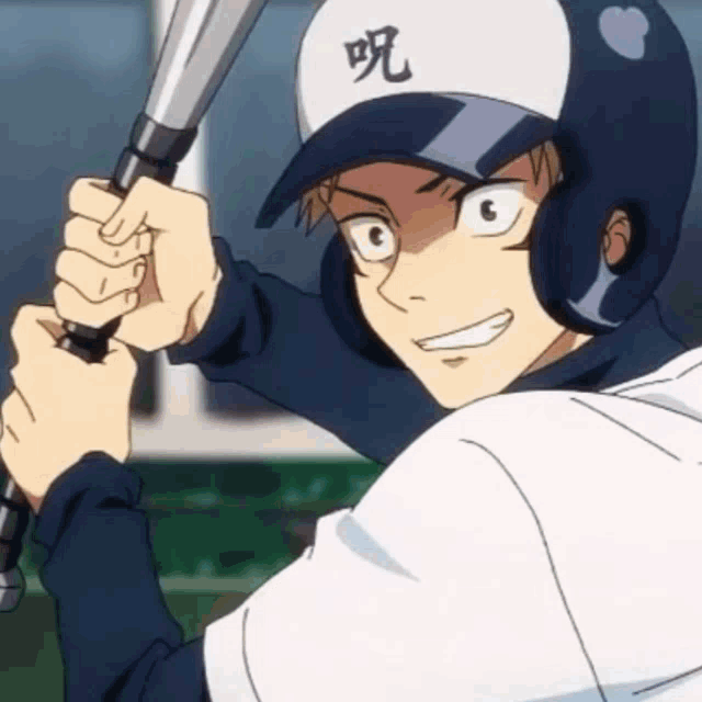 a baseball player wearing a helmet and holding a bat .