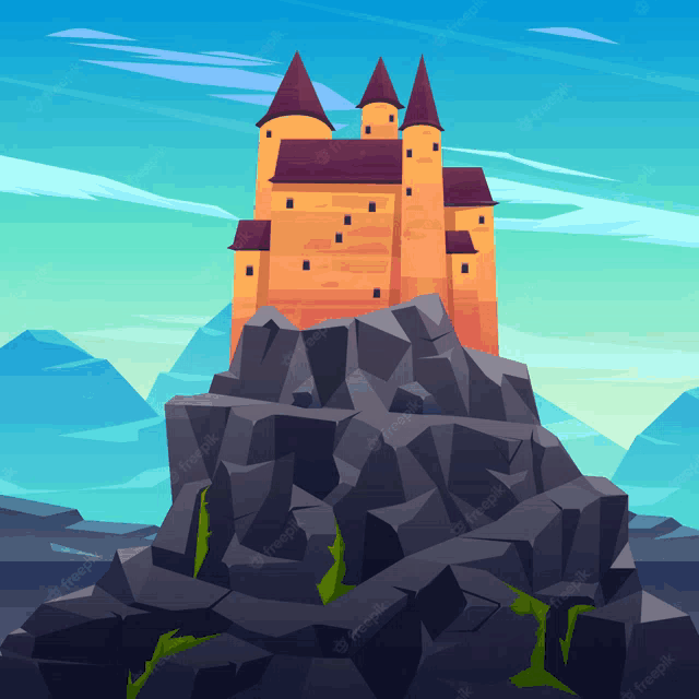 a castle sitting on top of a rocky hill