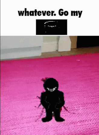 a silhouette of a person sitting on a pink rug with the words " whatever go my " above them