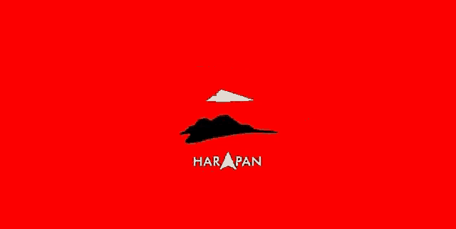 a red background with a black object on it