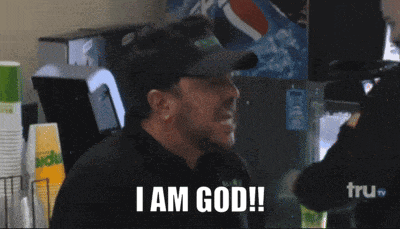a man says i am god while laughing