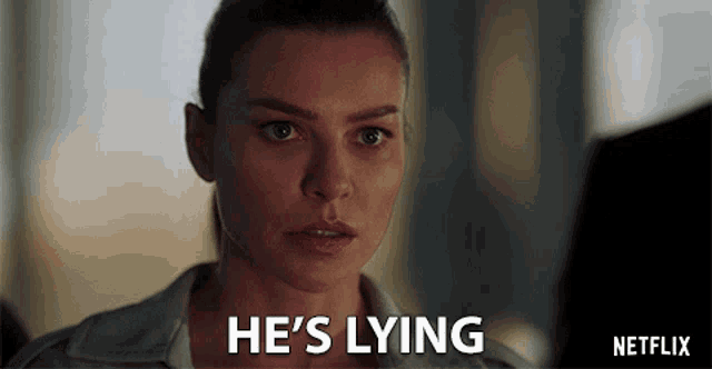 a woman says he 's lying with a netflix logo behind her