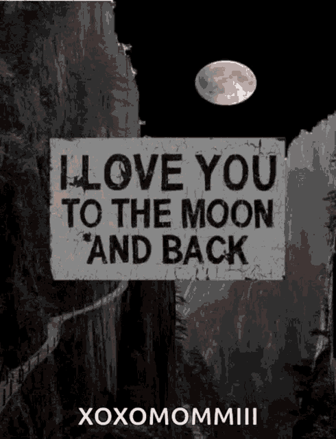 a sign that reads i love you to the moon and back