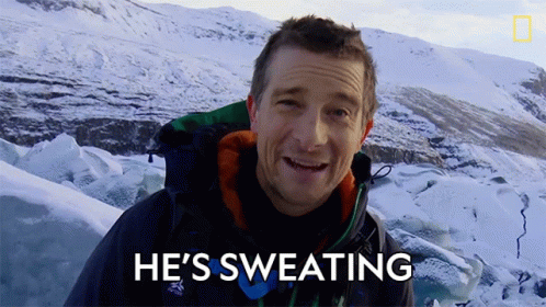 Hes Sweating Bear Grylls GIF - Hes Sweating Bear Grylls Rob Riggle Ice Climbing In Iceland GIFs