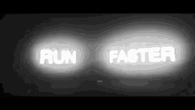 a sign that says run faster in white letters