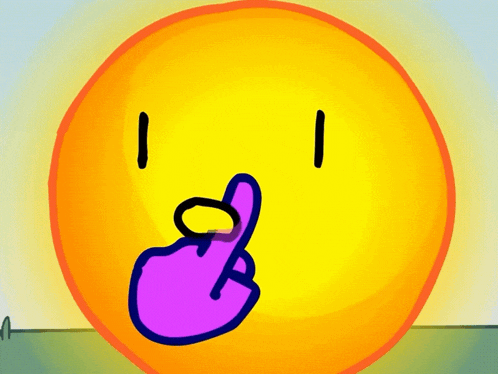 a cartoon drawing of a smiley face with a purple finger on it