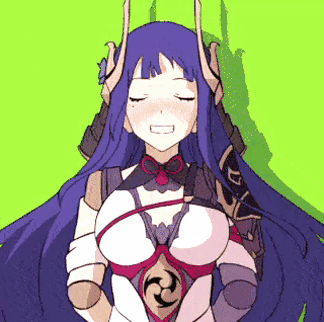 a pixel art drawing of a girl with long blue hair