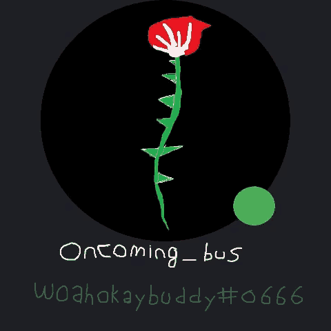 a drawing of a rose with the words oncoming_bus written below it