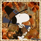 a picture of snoopy wearing a pilgrim hat and holding a cup of coffee .