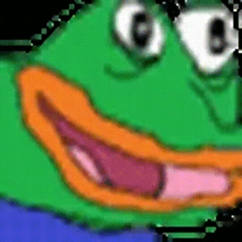 a close up of a cartoon frog with a pink tongue and big eyes .