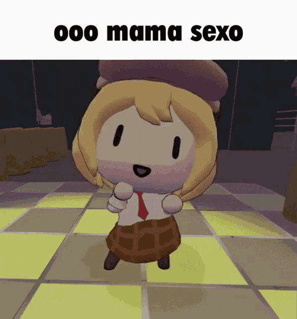 a cartoon character is dancing with the words " 000 mama sexo " below her