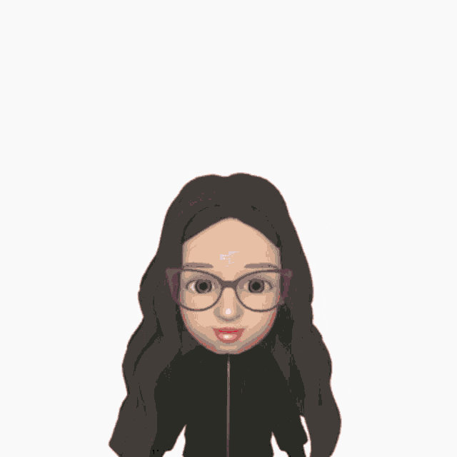 a cartoon of a woman with glasses and hearts flying around her