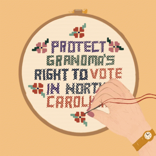 Protect Grandmas Right To Vote In North Carolina Cross Stitching GIF - Protect Grandmas Right To Vote In North Carolina Cross Stitching Stitching GIFs