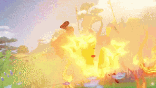 a person is holding a sword in a video game and it is being thrown in the air .